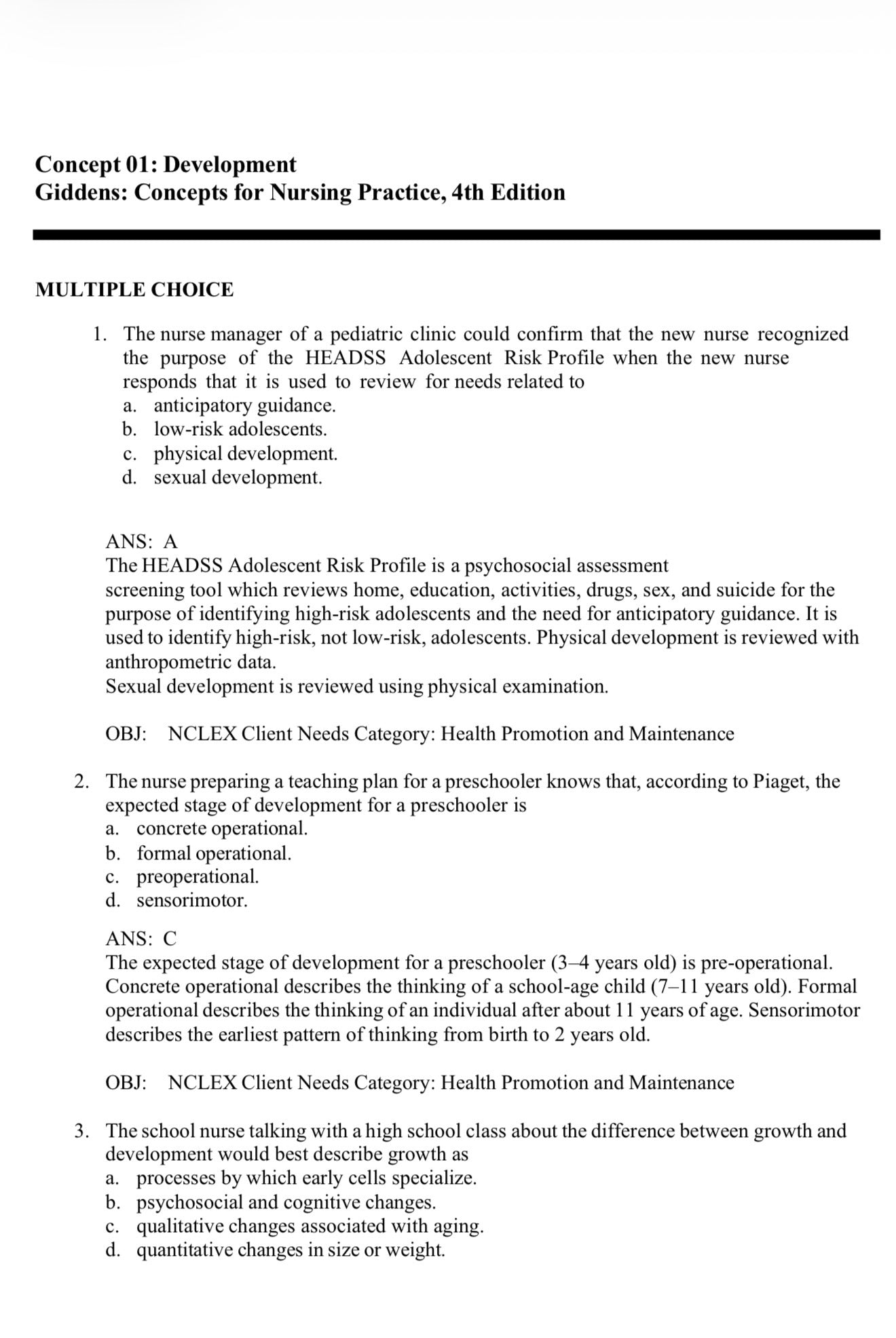 Test bank Concepts for Nursing Practice 4th Edition by Giddens